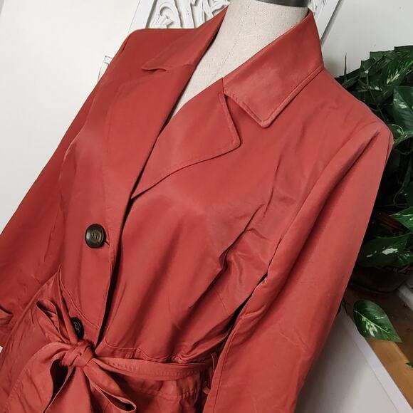 J. Jill Belted Notch Collar Trench Coat in Burnt Orange Size Medium - Picture 3 of 11